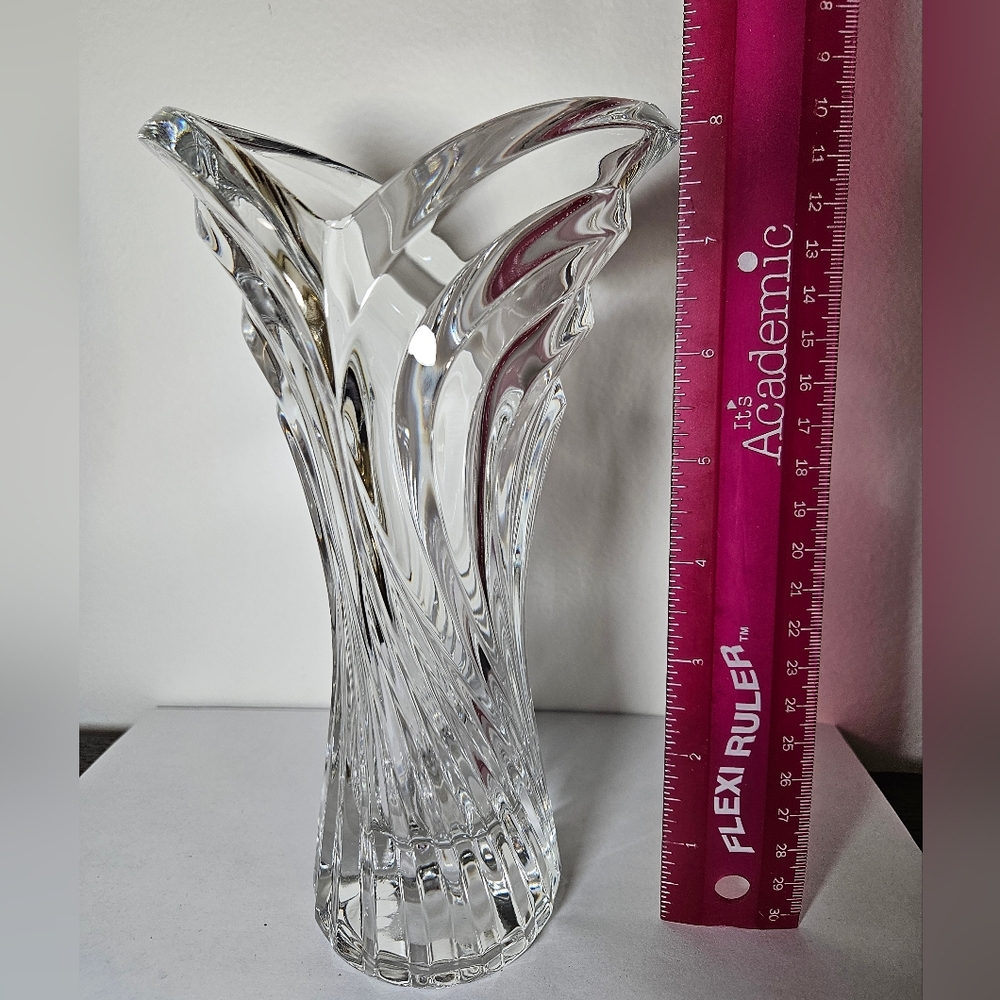 Vintage Mikasa Mystic Suite Heavy Clear Glass Vase 8" Japan - Picture 3 of 6